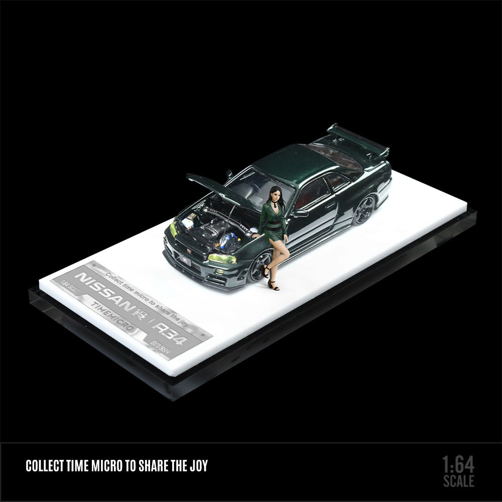 TimeMicro 1:64 Nissan GTR34 No.0 Red & Dark Green Diecast Model MODCOLS
