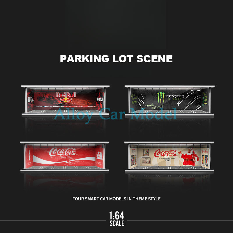 MoreArt 1:64 Beverage Themed Lighted Parking Diorama – Modular Display Scene MODCOLS