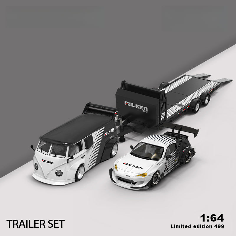 AM Aurora 1:64 Black & White Falken Livery Die Cast Car Model Set MODCOLS