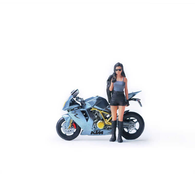 MoreArt 1: 64KTM1190 Grey Motorcycle Girl Resin Figure Set MODCOLS