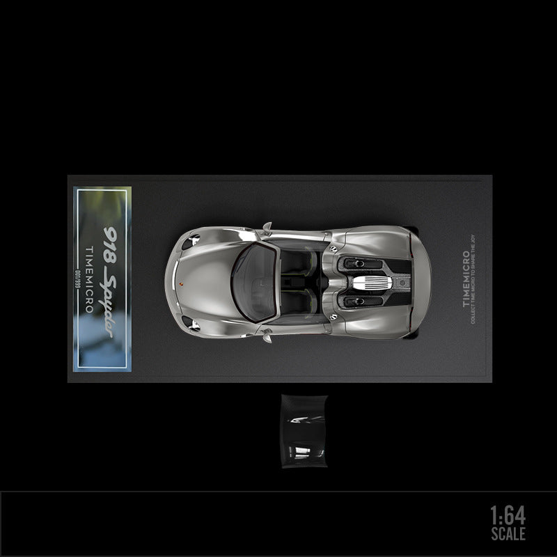 TimeMicro 1:64 Porsche 918 Spyder Liquid Silver Limited Edition Diecast Model MODCOLS