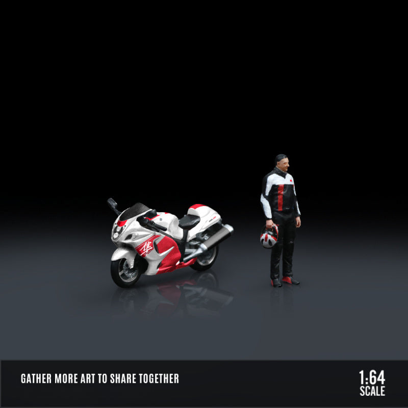 MoreArt 1:64 Suzuki GSX1300R White & Red Motorcycle Resin Figure Set MODCOLS