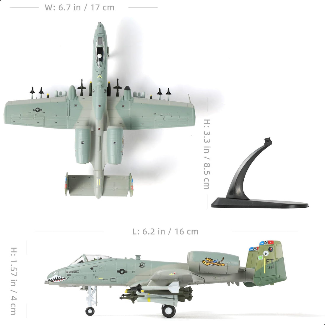 1/100 A-10 Thunderbolt II Warthog Tiger Shark Die-cast Aircraft Model