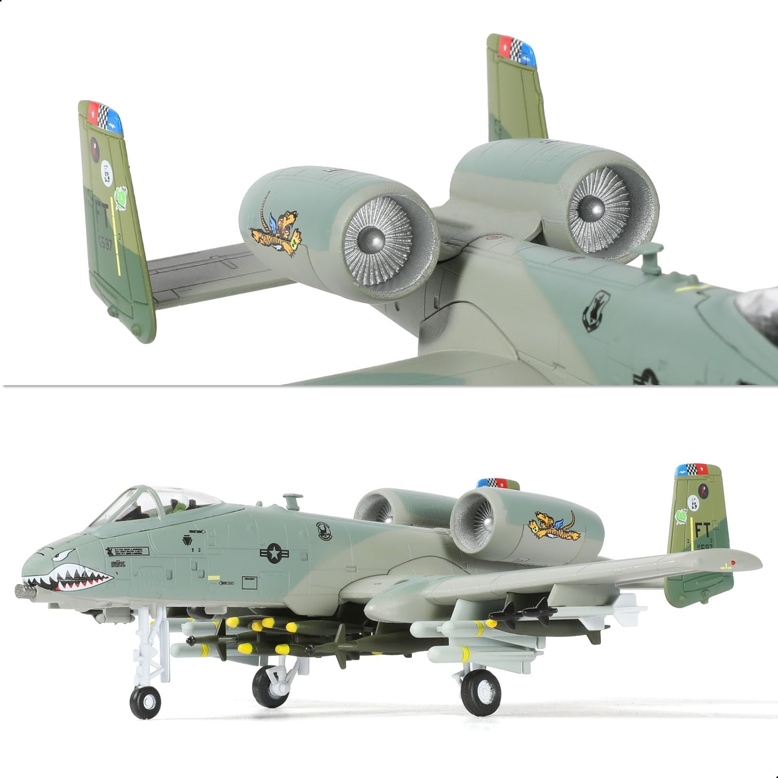 1/100 A-10 Thunderbolt II Warthog Tiger Shark Die-cast Aircraft Model