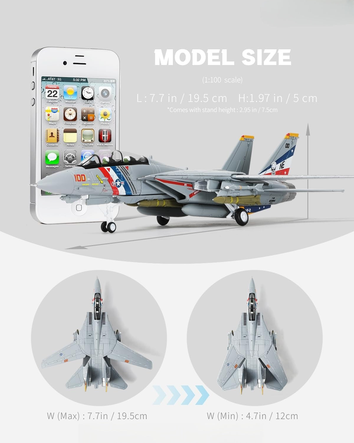 1/100 F-14D Tomcat VF-2 Bounty Hunters Die-cast Fighter Jet Model