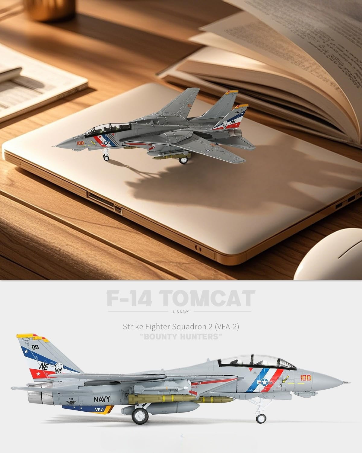 1/100 F-14D Tomcat VF-2 Bounty Hunters Die-cast Fighter Jet Model