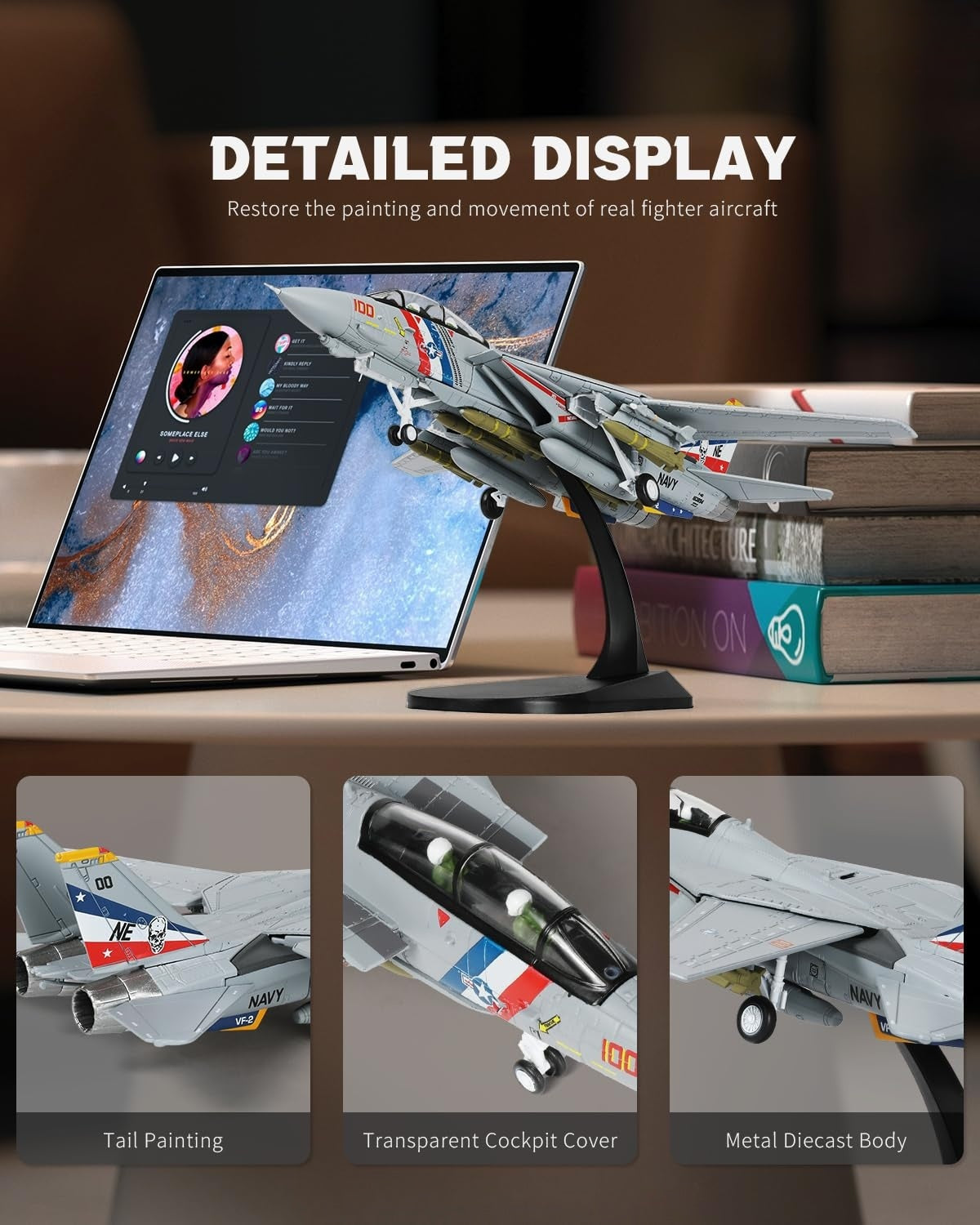 1/100 F-14D Tomcat VF-2 Bounty Hunters Die-cast Fighter Jet Model