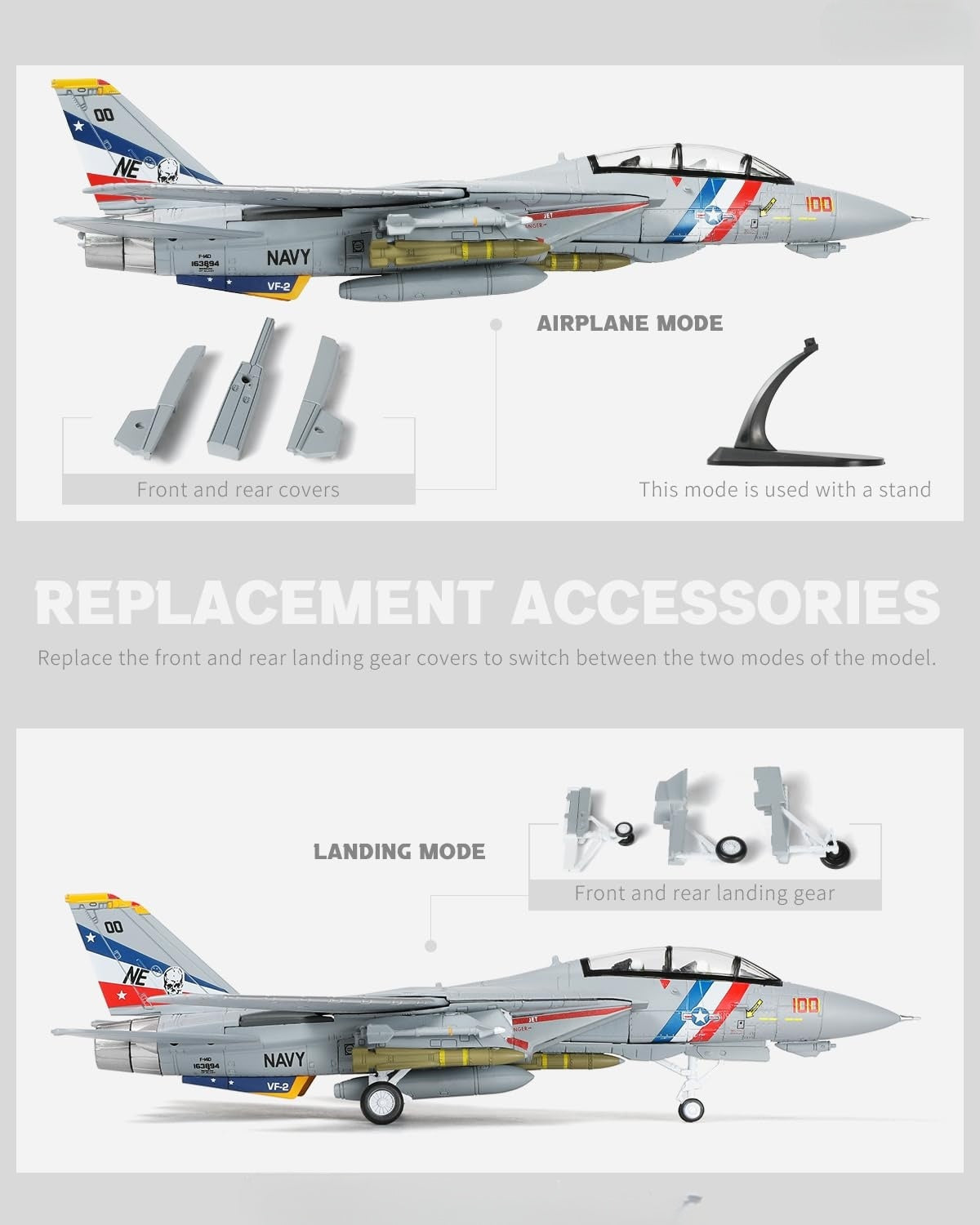 1/100 F-14D Tomcat VF-2 Bounty Hunters Die-cast Fighter Jet Model