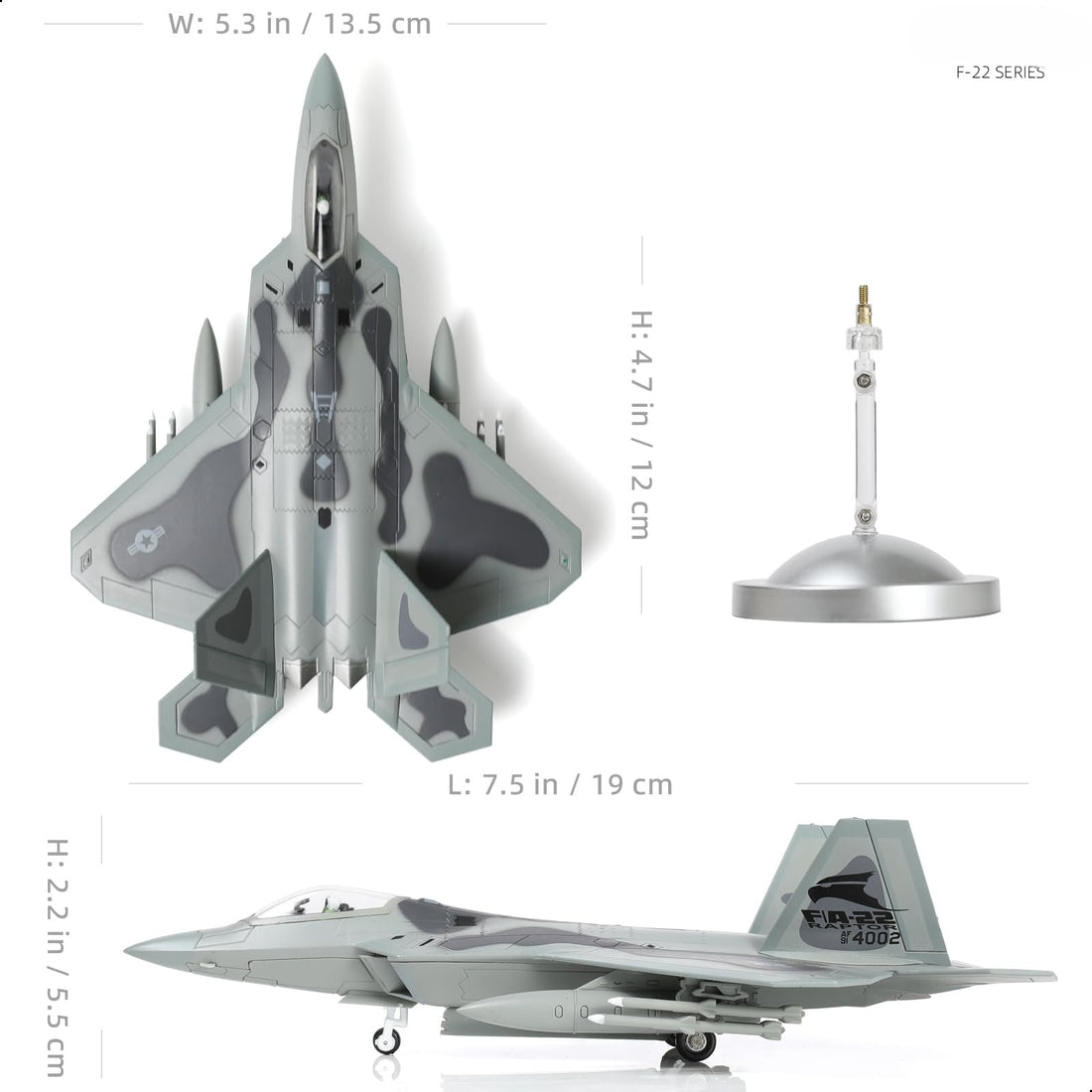 1/100 F-22 Raptor AF91 “4002 Old Reliable” Die-cast Fighter Jet Model