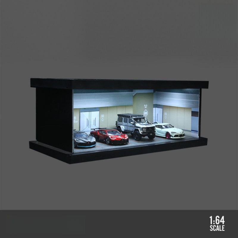 MoreArt 1:64 Themed Four Car Lighted Parking Lot Assembly Diorama MODCOLS