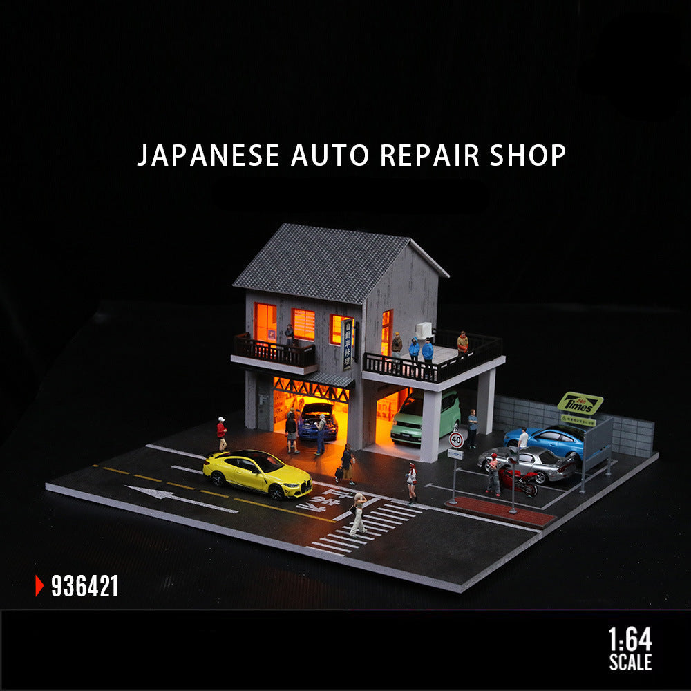 MoreArt 1:64 Japanese Auto Repair Shop Lighted Scene Model MODCOLS