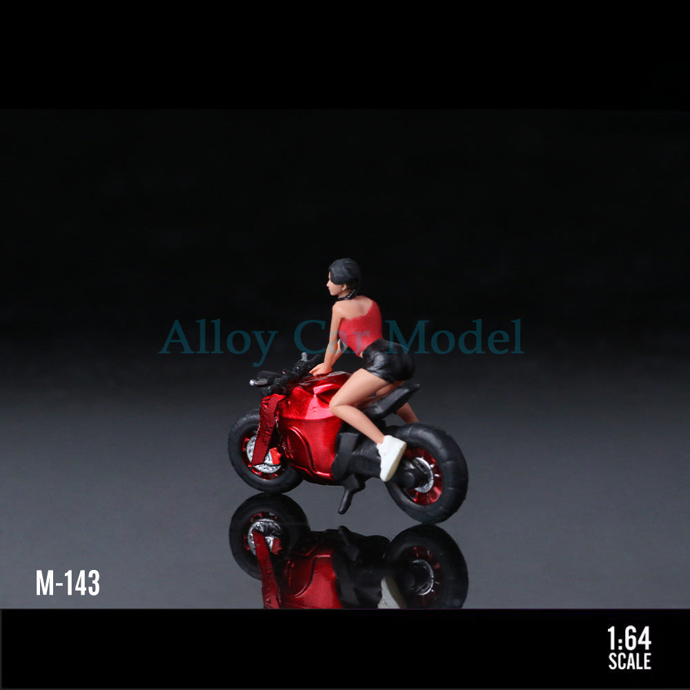 MoreArt 1:64 Short Tail Transparent Red Motorcycle Girl MODCOLS