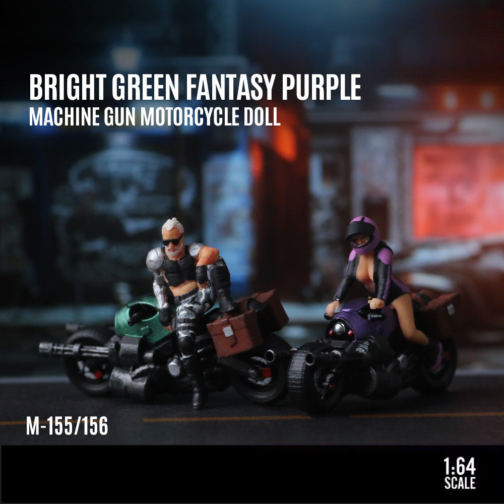 MoreArt 1:64 Machine Gun Motorcycle Rider Resin Figure Set MODCOLS
