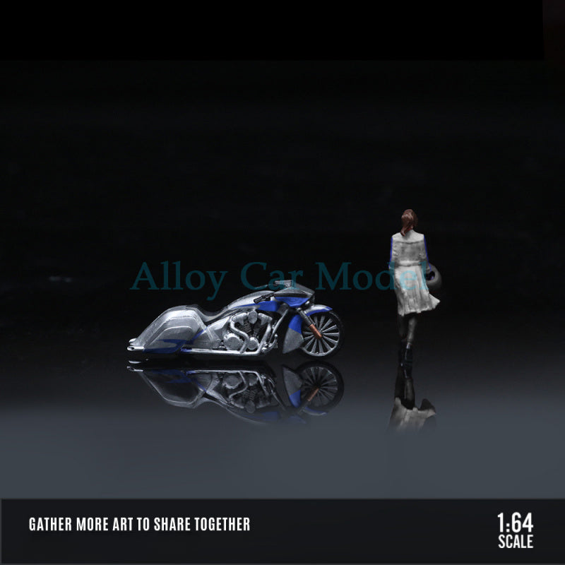 MoreArt 1:64 Honda SLAMMER Silver Blue Decal Motorcycle Figurine Resin Model Set MODCOLS