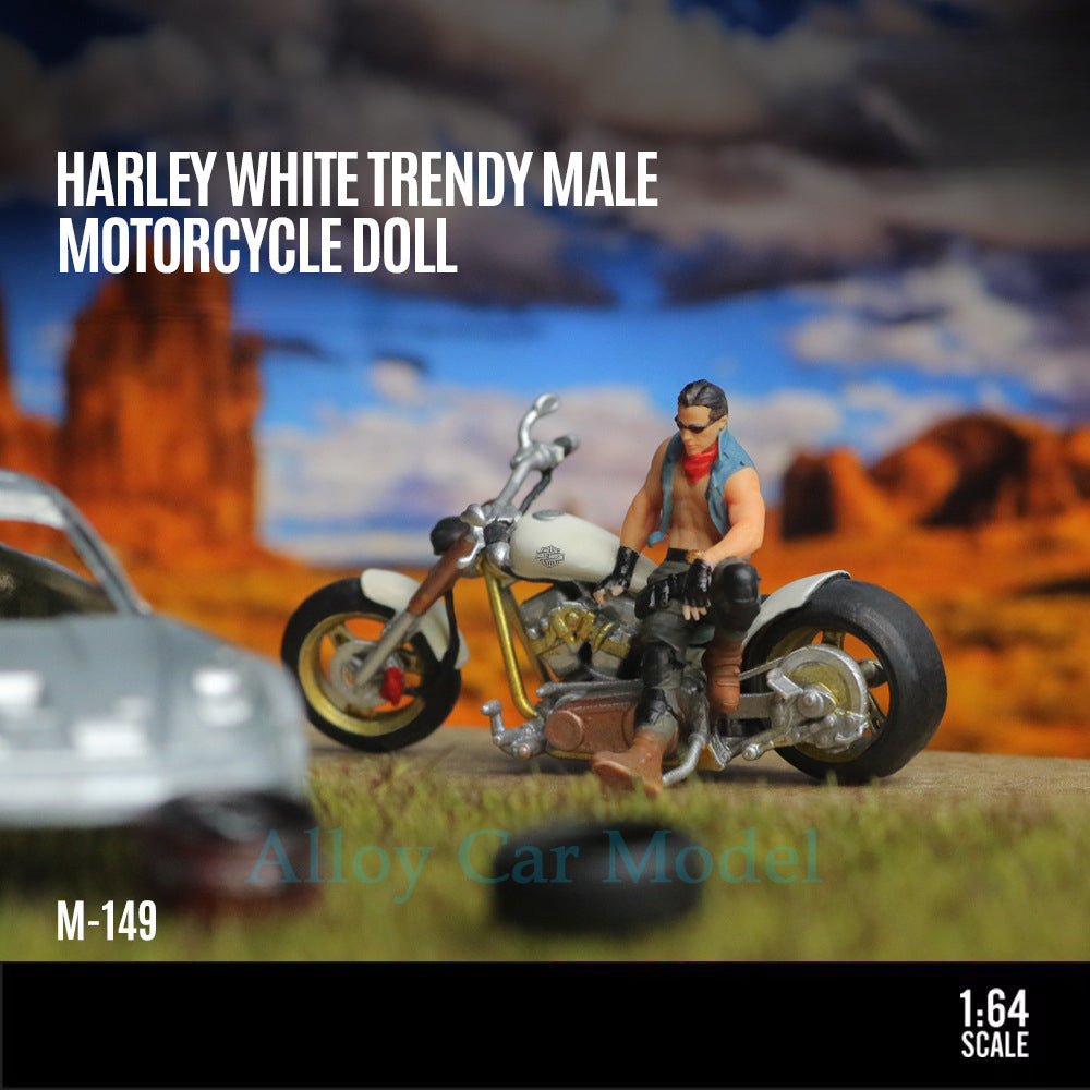 MoreArt 1:64 Harley White Biker Resin Figure Set MODCOLS