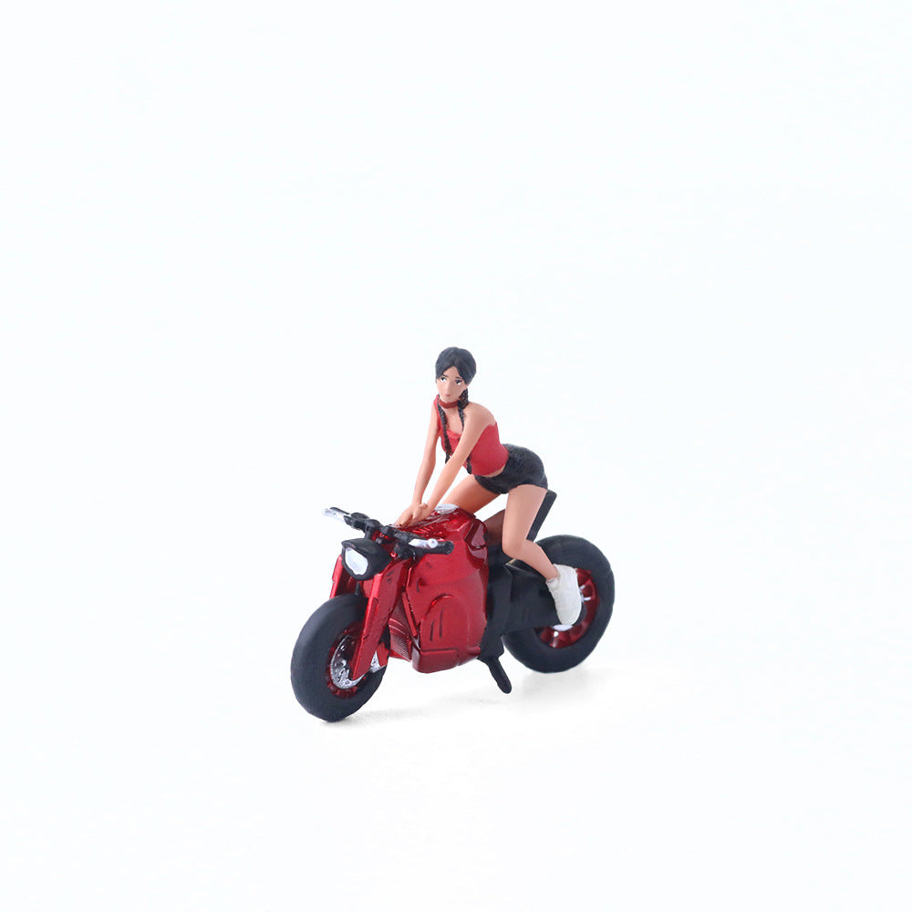 MoreArt 1:64 Short Tail Transparent Red Motorcycle Girl MODCOLS