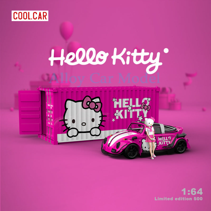 Cool Car 1:64 Beetle Kitty Pink Container Diecast Model Set MODCOLS