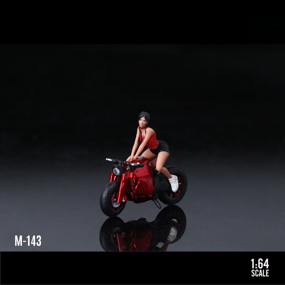 MoreArt 1:64 Short Tail Transparent Red Motorcycle Girl MODCOLS