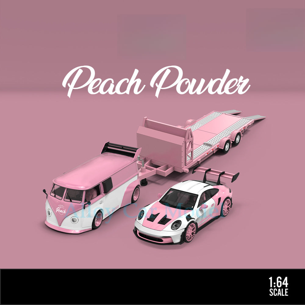 TimeMicro 1:64 Peach Pink Trailer Car Model Set MODCOLS