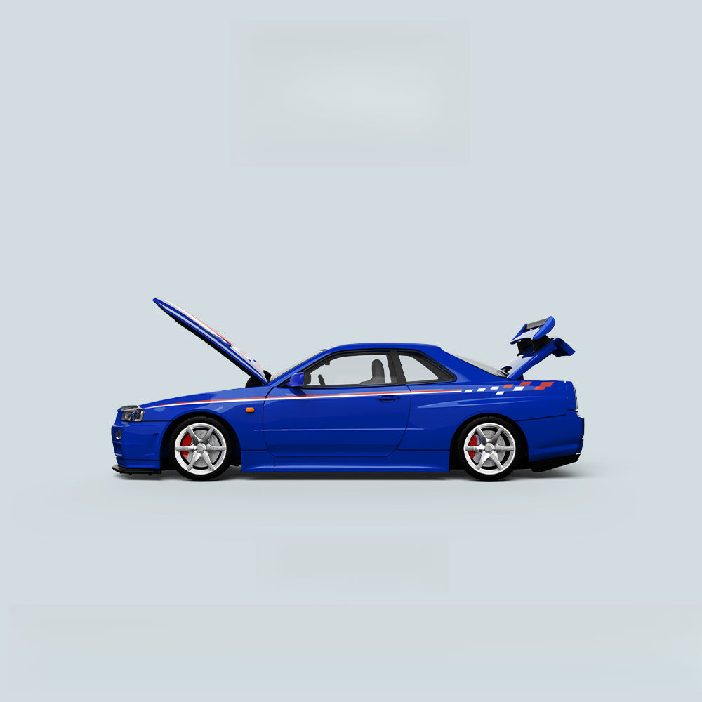 COOLART 1:64 Nissan GTR R34 Diecast Model – Silver Blue MODCOLS