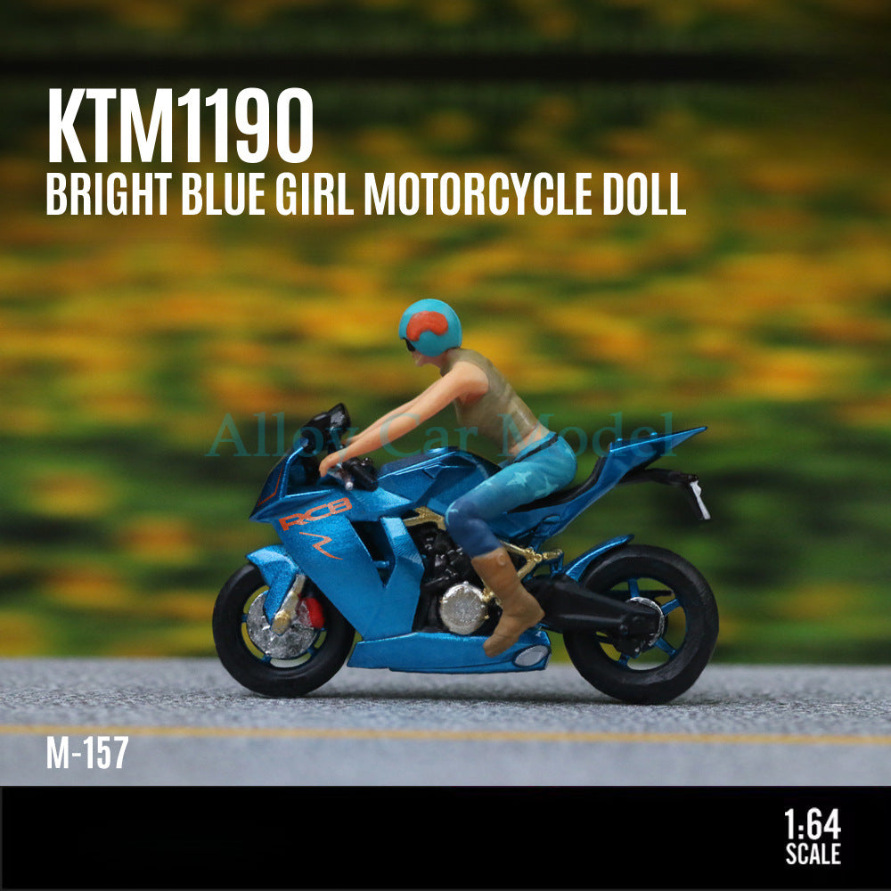 MoreArt 1:64 KTM1190 Bright Blue Motorcycle Girl Resin Figure Set MODCOLS