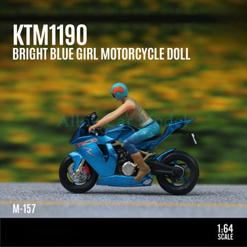 MoreArt 1:64 KTM1190 Bright Blue Motorcycle Girl Resin Figure Set MODCOLS