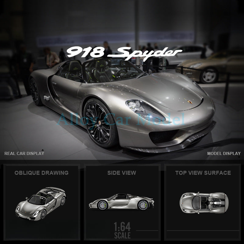 TimeMicro 1:64 Porsche 918 Spyder Liquid Silver Limited Edition Diecast Model MODCOLS