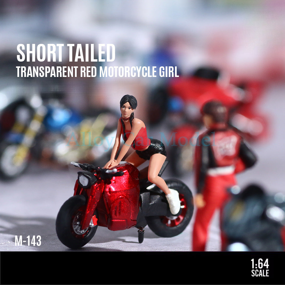 MoreArt 1:64 Short Tail Transparent Red Motorcycle Girl MODCOLS