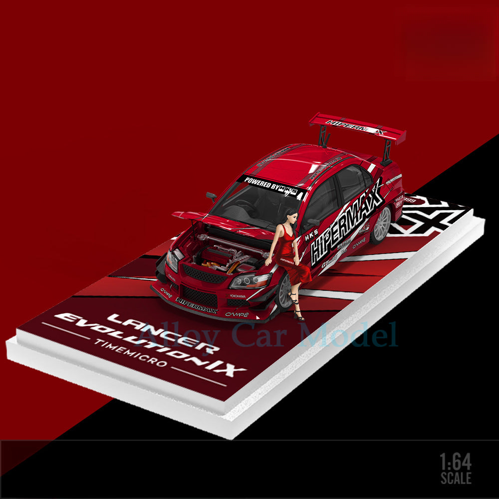 TM 1:64 Mitsubishi EVO 9 HIPERMAX Diecast Model with Opening Hood MODCOLS