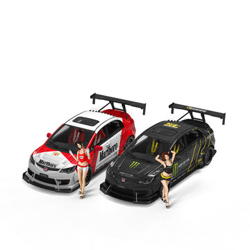 TIMEMICRO 1:64 Honda Civic Custom Marlboro & Monster Diecast Model MODCOLS