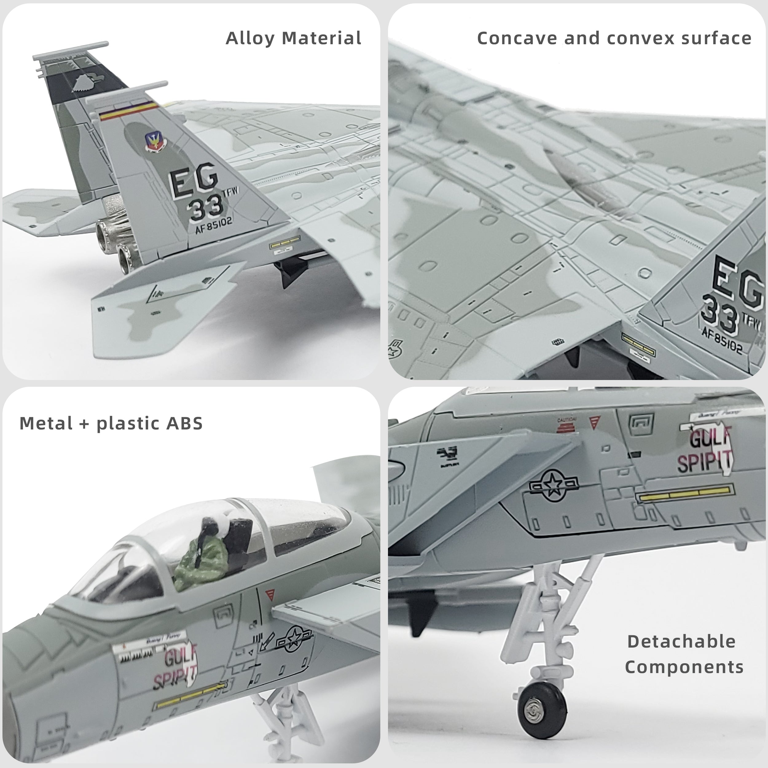 1/100 F-15C Eagle Gulf Spirit Diecast Fighter Jet Model – Military Aircraft