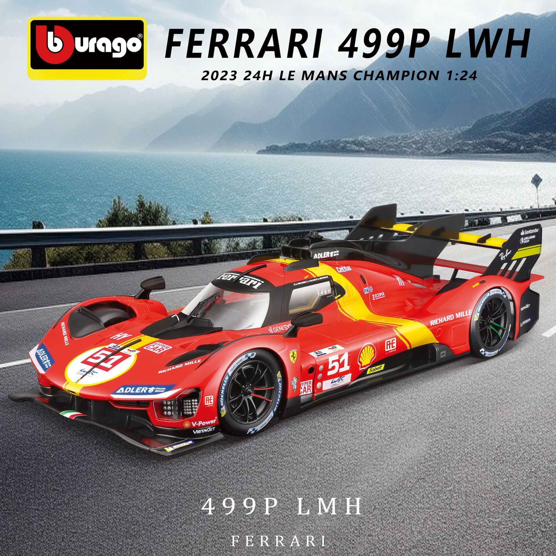 Bburago 1:24 Ferrari Le Mans 499P Die cast Model Car MODCOLS