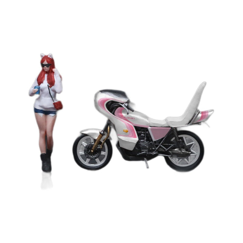 MoreArt 1:64 Bosozoku Motorcycle Girl Resin Figure Set MODCOLS