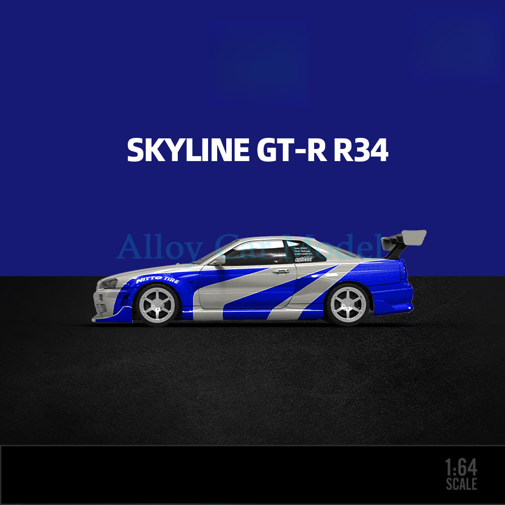 TimeMicro 1:64 Nissan Skyline GT R R34 Plain Color Die Cast Model MODCOLS