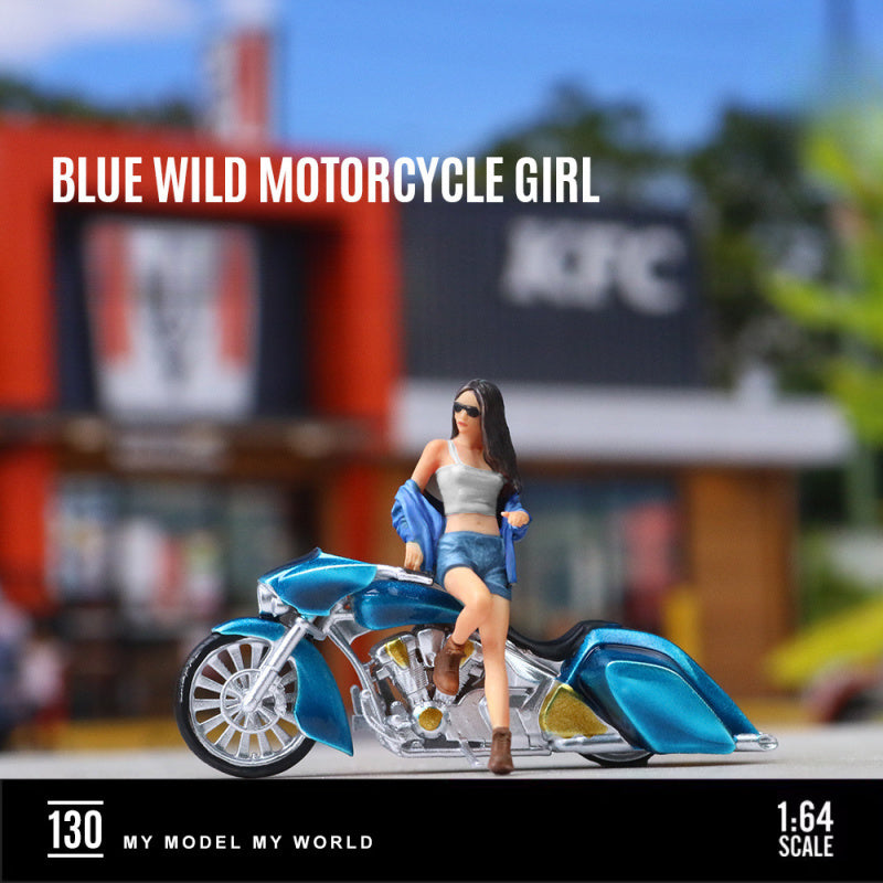 MoreArt 1:64 Blue Wild Biker Girl Resin Figure MODCOLS