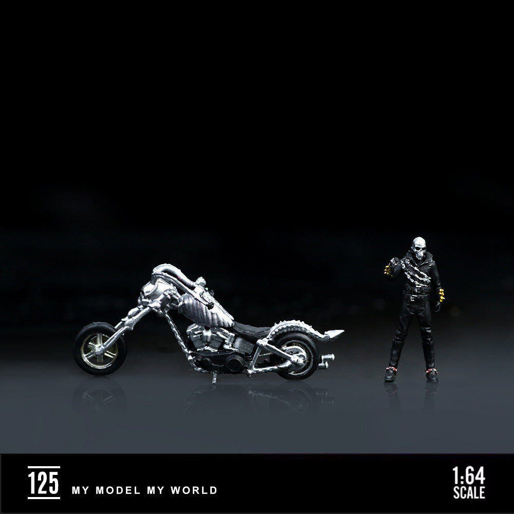MoreArt 1:64 Skeleton Rider Motorcycle Figurine Resin Model MODCOLS