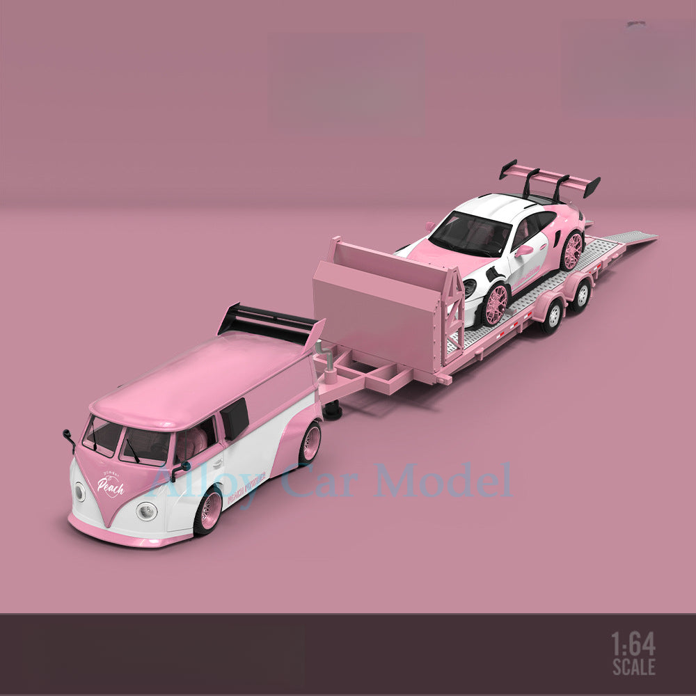 TimeMicro 1:64 Peach Pink Trailer Car Model Set MODCOLS