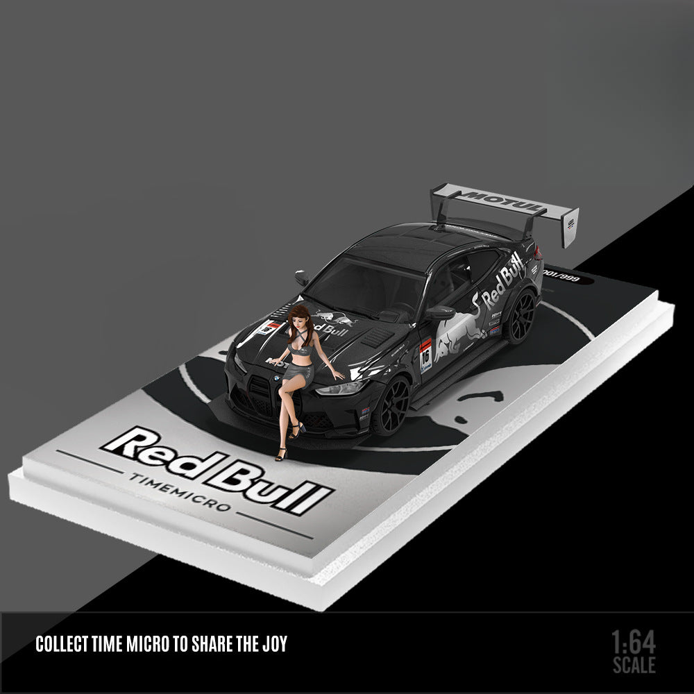 TIMEMICRO 1:64 BMW M4 Modified Red Bull Silver Bull Diecast Car Model MODCOLS