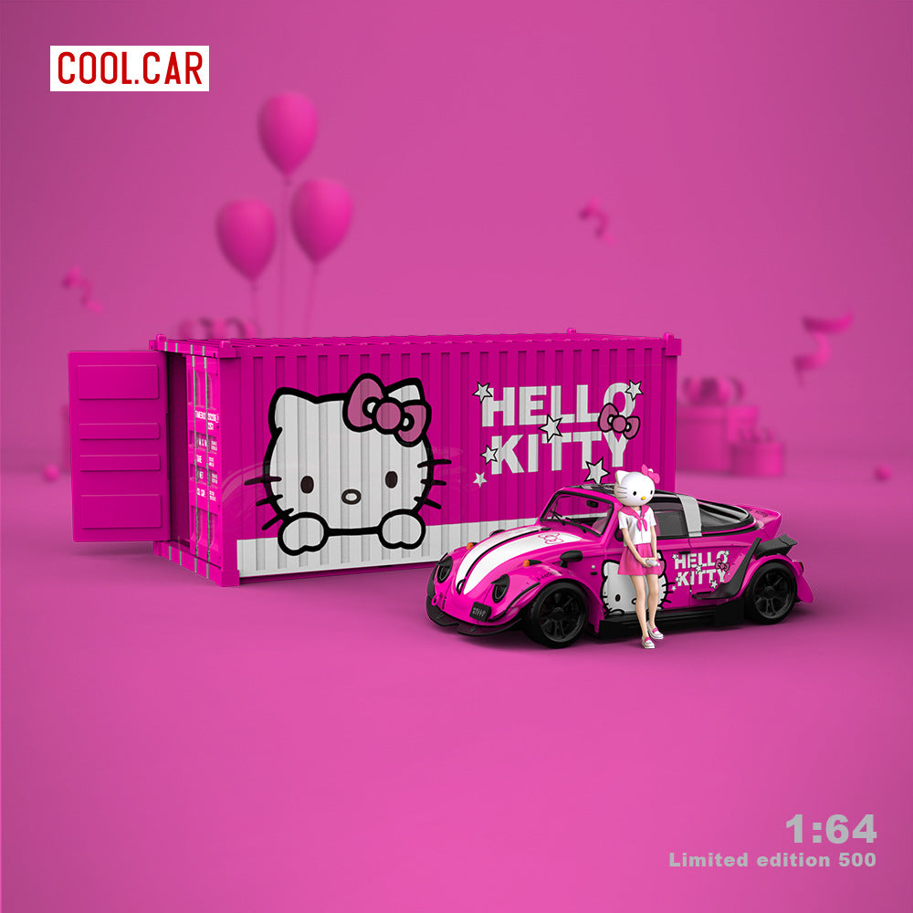 Cool Car 1:64 Beetle Kitty Pink Container Diecast Model Set MODCOLS