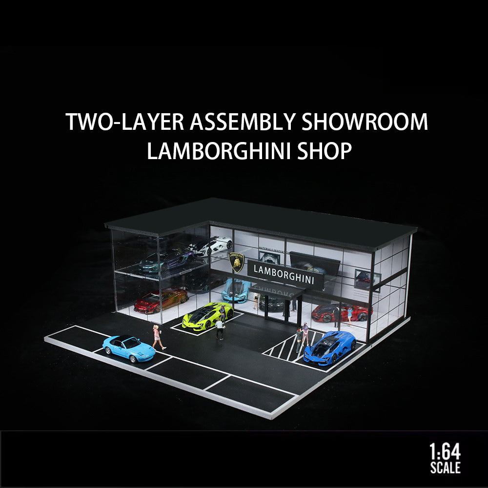 MoreArt 1:64 Double Layer Lamborghini Showroom Light Up Diorama MODCOLS