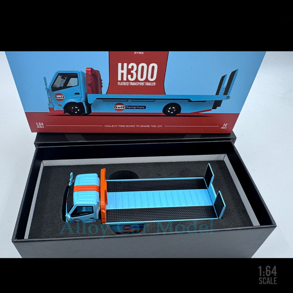 TimeMicro 1:64 H300 Flatbed Transport Trailer Gulf Oil & ADVAN Diecast Model MODCOLS