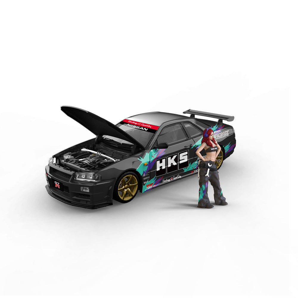 COOL ART 1:64 Nissan GT R R34 HKS Open Hood Die cast Model MODCOLS