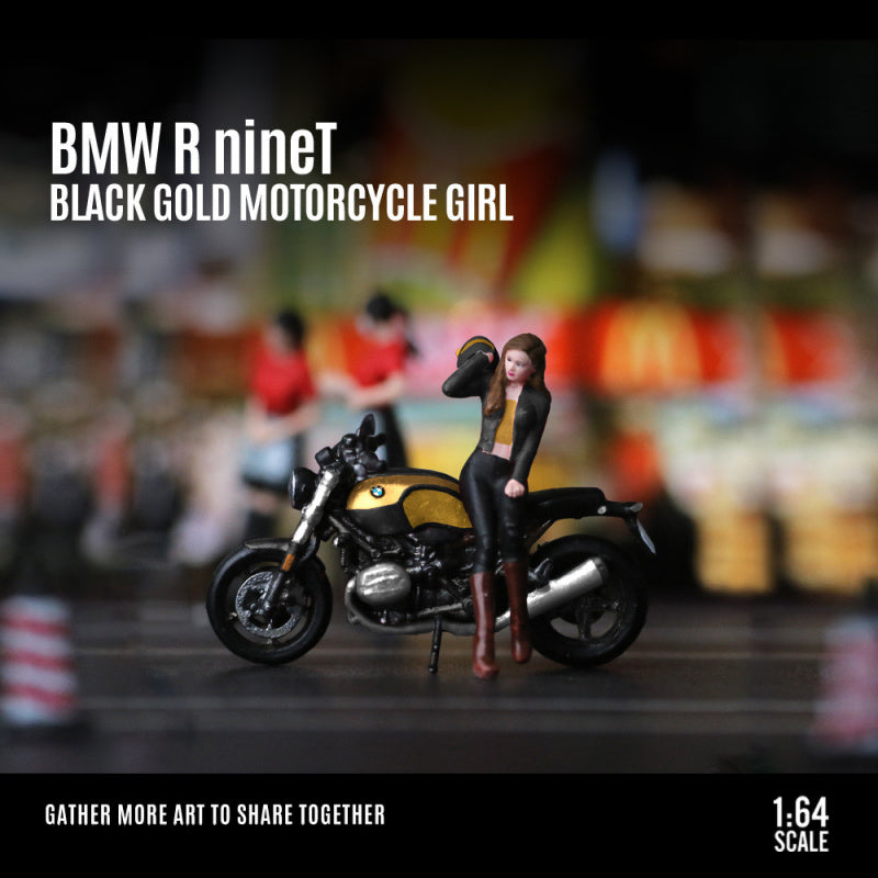 MoreArt 1:64 BMW R nineT Black & Gold Motorcycle Lady Resin Figure Set MODCOLS