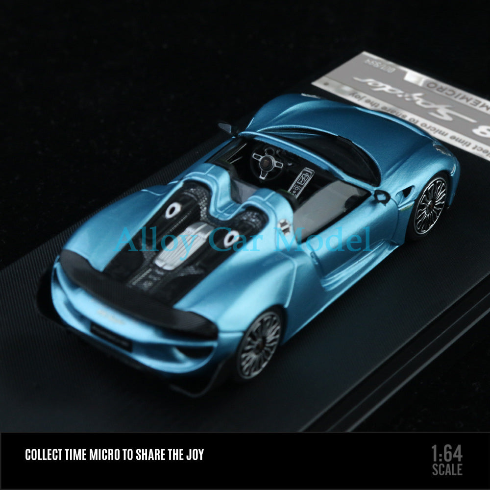 TIMEMICRO 1:64 Porsche 918 Model | Electro Blue & Metallic Green Die Cast MODCOLS