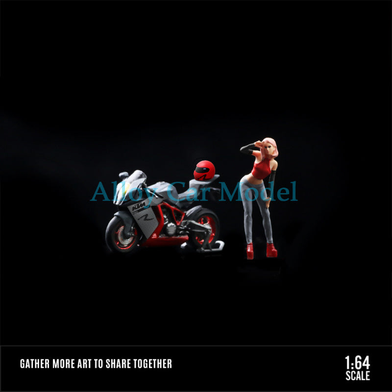 MoreArt 1:64 Stylish Girl Motorcycle Resin Figure Set Diorama MODCOLS
