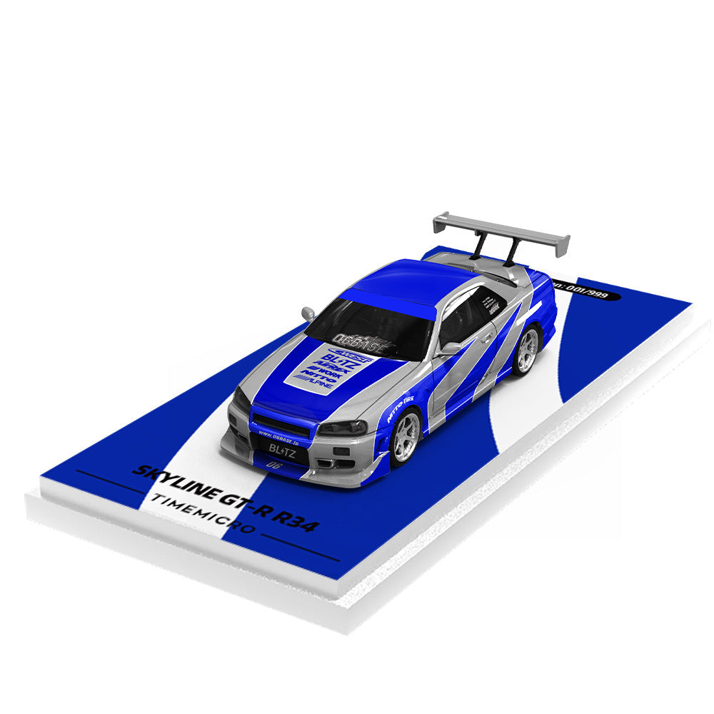 TimeMicro 1:64 Nissan Skyline GT R R34 Plain Color Die Cast Model MODCOLS