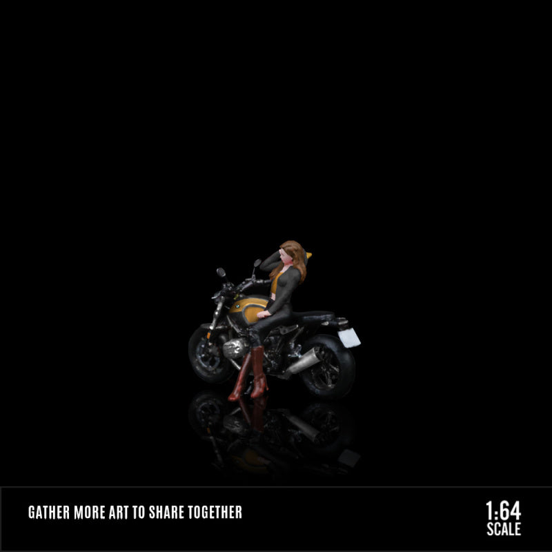 MoreArt 1:64 BMW R nineT Black & Gold Motorcycle Lady Resin Figure Set MODCOLS