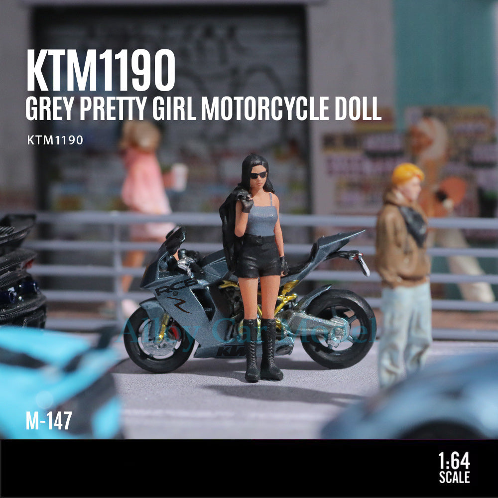 MoreArt 1: 64KTM1190 Grey Motorcycle Girl Resin Figure Set MODCOLS