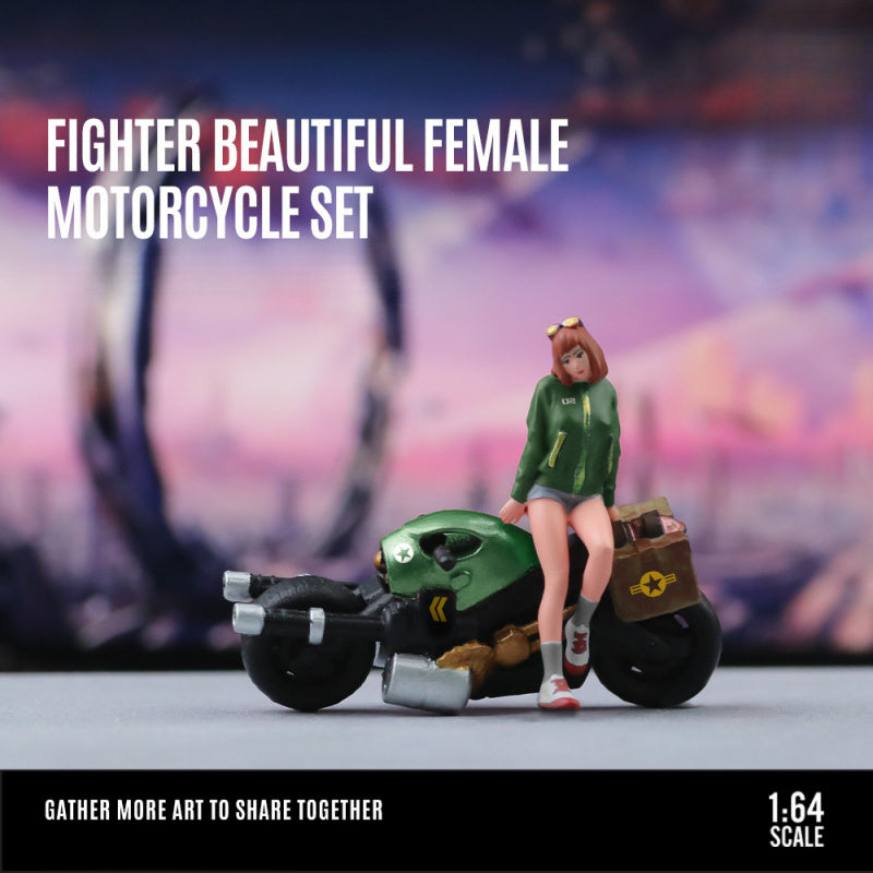 MoreArt 1:64 Battle Girl Motorcycle Resin Figure Diorama Set MODCOLS
