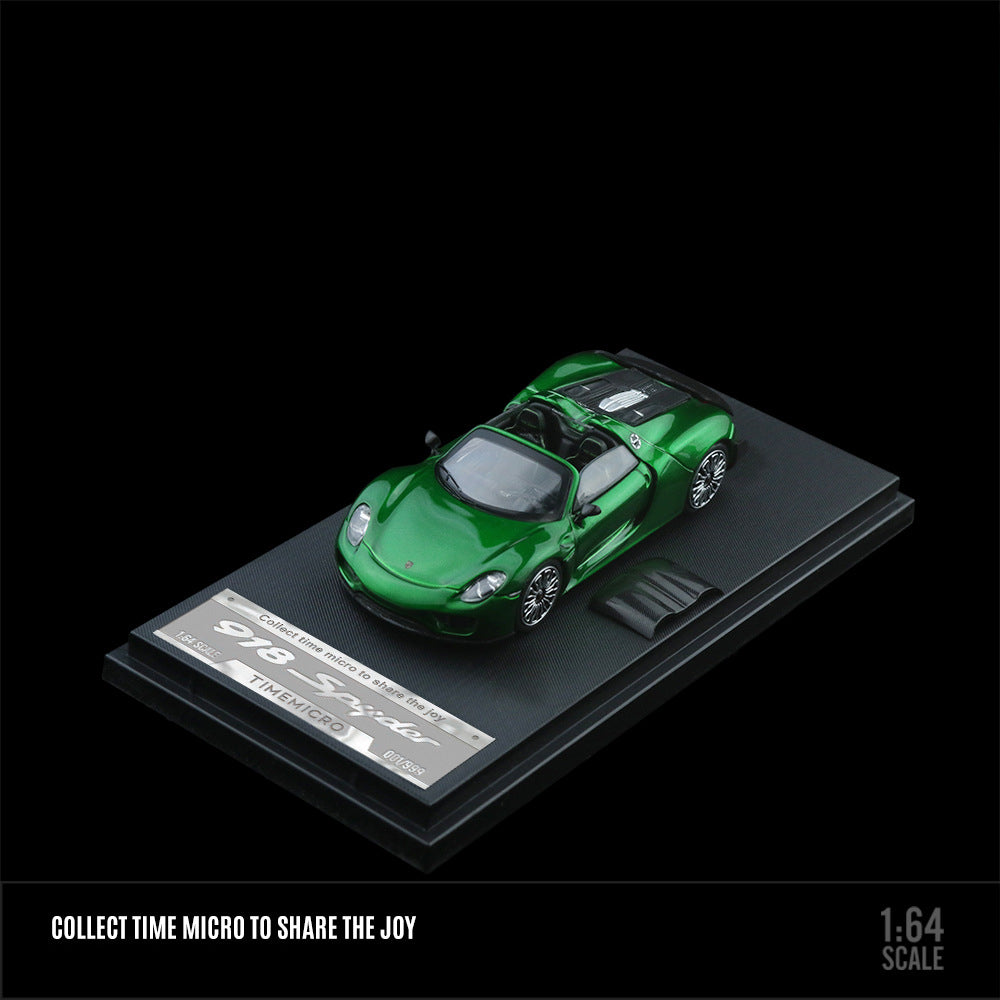 TIMEMICRO 1:64 Porsche 918 Model | Electro Blue & Metallic Green Die Cast MODCOLS